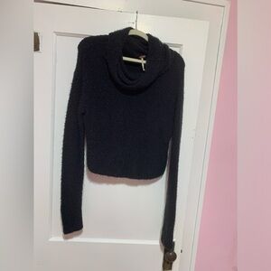 free people oversized, black cowl neck sweater, size extra small